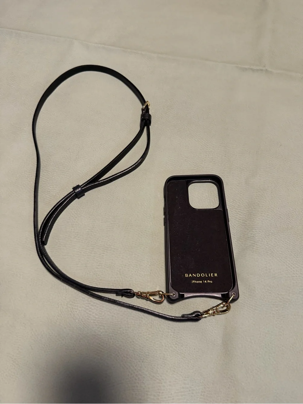 Bandolier Black Leather Emma Crossbody iPhone 14 Pro Case with Strap